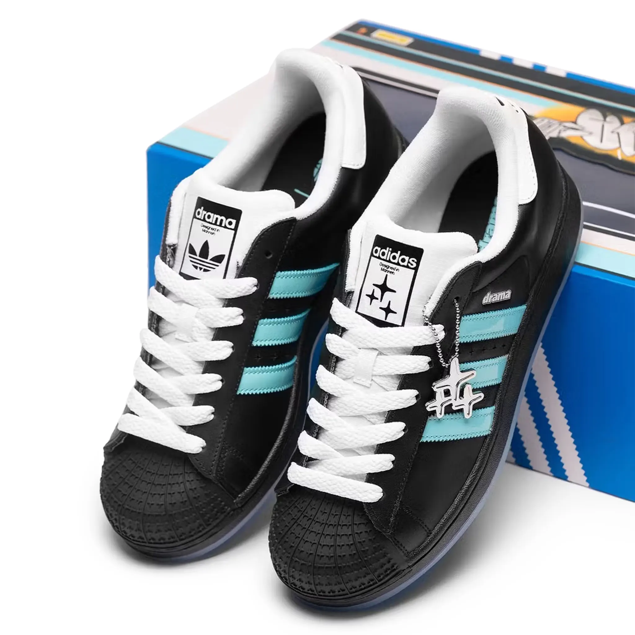 Image of Drama Call x Adidas Superstar II Black Metrolink Blue